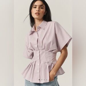 ** SOLD ** NWT Anthropologie Tobie Short Sleeved Pleated Blouse